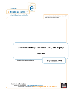 Complementarities, Influence Costs and Equity