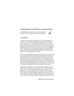Understanding the Travel Behaviour of the Rural Elderly