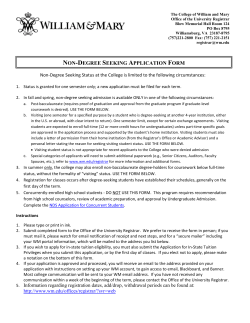 Non-Degree Seeking - College of William and Mary