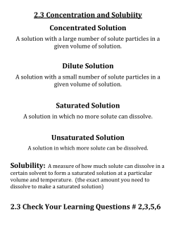 2.3 Concentration and Solubiity Concentrated Solution