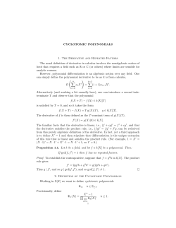CYCLOTOMIC POLYNOMIALS 1. The Derivative and Repeated