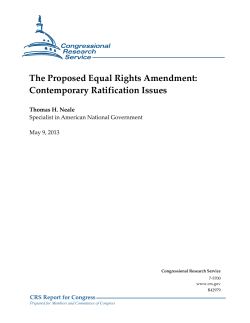 The Proposed Equal Rights Amendment: Contemporary Ratification