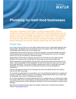 Plumbing for retail food businesses