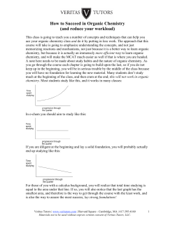 How to Succeed in Organic Chemistry