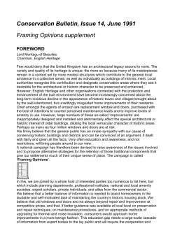 Conservation Bulletin 14 Supplement