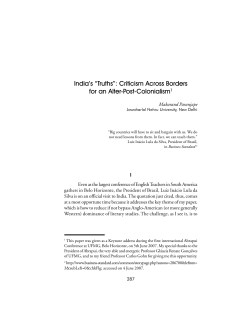 India`s &ldquo;Truths&rdquo;: Criticism Across Borders for an Alter