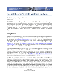Saskatchewan`s Child Welfare System
