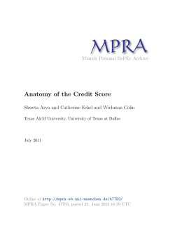 Anatomy of the Credit Score - Munich Personal RePEc Archive
