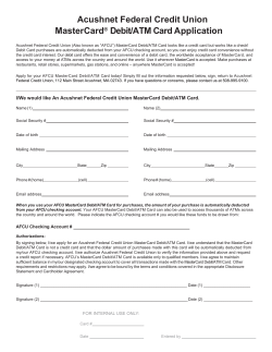 Acushnet Federal Credit Union MasterCard&reg; Debit/ATM Card