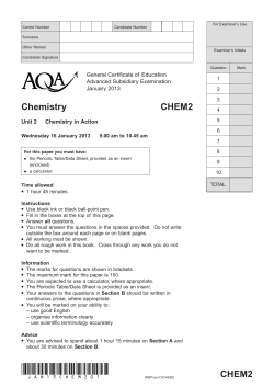 A-level Chemistry Question paper Unit 02 - Chemistry in