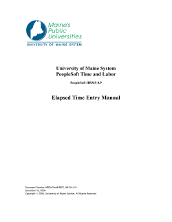 Elapsed Time Entry Manual - University of Maine System