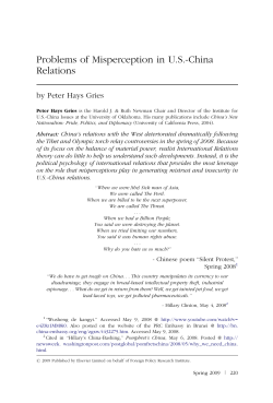 Problems of Misperception in US-China Relations