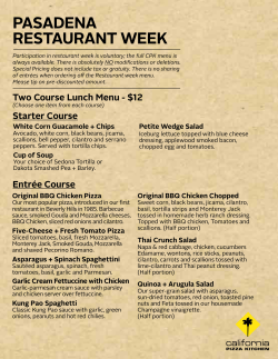 california pizza kitchen pasadena restaurant week menus lunch