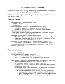 1 COLOSSIAN &ndash; INTRODUCTION Part 1 Colossae