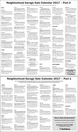 Neighborhood Garage Sale Calendar