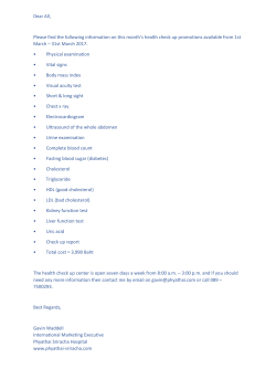 Dear All, Please find the following information on this month`s health