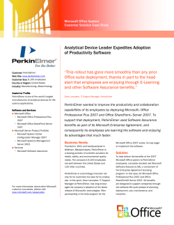 Analytical Device Leader Expedites Adoption of Productivity Software