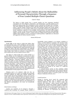 Influencing People`s Beliefs About the Malleability of Personal