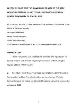 speech by comr eric yap, commissioner scdf at the scdf workplan