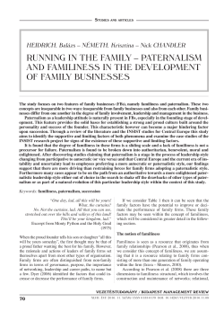 RUNNING IN THE FAMILY &ndash; PATERNALISM AND FAMILINESS IN