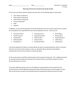 Naming Chemical Compounds Study Guide