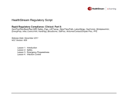 Rapid Regulatory Compliance: Clinical: Part II
