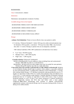 BUDESONIDE: Class: Corticosteroid , inhalant Indications
