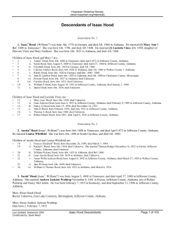 Isaac Hood Descendants