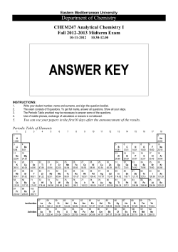 CHEM247 Analytical Chemistry I Fall 2012