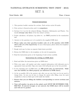 NATIONAL ENTRANCE SCREENING TEST (NEST &ndash; 2013)