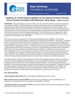 Summary of AASM Clinical Guidelines for the Manual Titration of