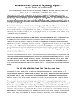 Graduate School Options for Psychology Majors from
