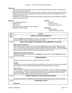 Lesson 5-4 - Percents to Fractions and Decimals