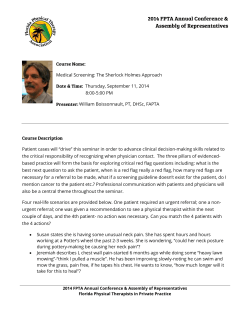 Medical Screening: The Sherlock Holmes Approach Thursday