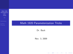 Math 1920 Parameterization Tricks