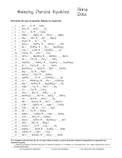 i Balancing Chemical Equations h