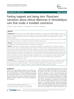 Feeling trapped and being torn: Physicians` narratives about ethical