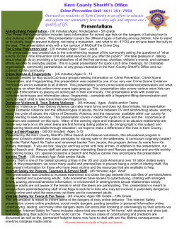 List of Public Presentations - Kern County Sheriff`s Office