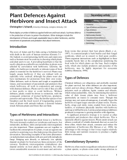 Plant Defences Against Herbivore and Insect Attack