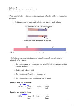 Outcome 2 Topic 3 &ndash; How Acid Base Indicators work ‐ Acid‐base