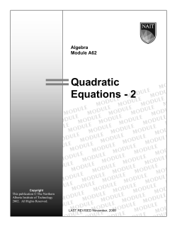 Quadratic Equations