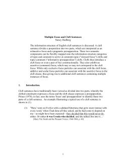 Multiple Focus and Cleft Sentences (PDF Available)