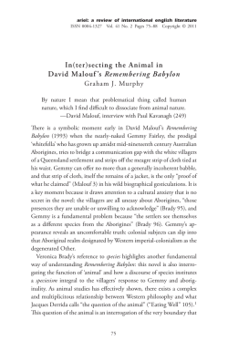 In(ter)secting the Animal in David Malouf`s Remembering Babylon