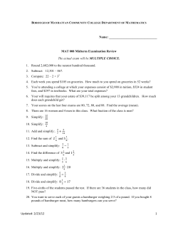 MAT 008 Practice Midterm - Borough of Manhattan Community