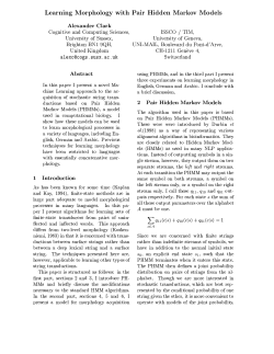 Learning Morphology with Pair Hidden Markov Models Alexander