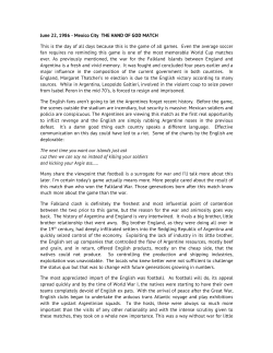 June 22, 1986 - Mexico City THE HAND OF GOD MATCH This is the