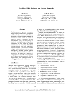 Combined Distributional and Logical Semantics