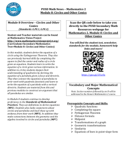 M2 Module 8 Newsletter_Circles and Other Conics