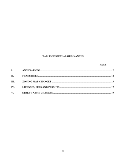 Table of Special Ordinances