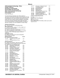 Anthropological Archaeology - UCF Catalog